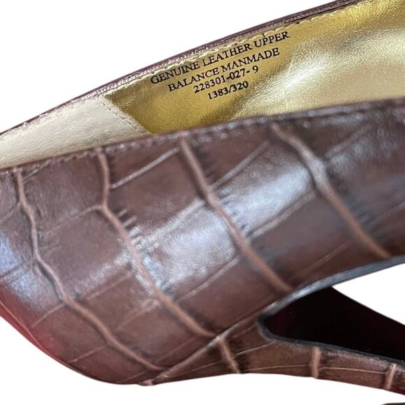 Womens Colin Stuart Chocolate Brown Crocodile Pattern Leather High Heels -Size 9 - Picture 4 of 9